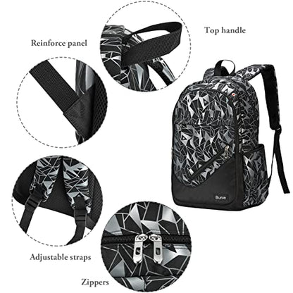 bunie School Backpack for Boys Large Bookbag Boys Backpacks Elementary Middle High School Bags Kids Cool Back Pack Children 7 8 9 10 11 12 13 14 15 16 Years Old (Black) - color: Black