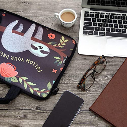 RICHEN 11 11.6 12 12.5 13 inches Laptop/Chromebook/Notebook PC Messenger Bag Tablet Travel Case Neoprene Handle Sleeve with Shoulder Strap (11-13.3 inch, Sloth) - color: Disc, size: 11-13.3 inch