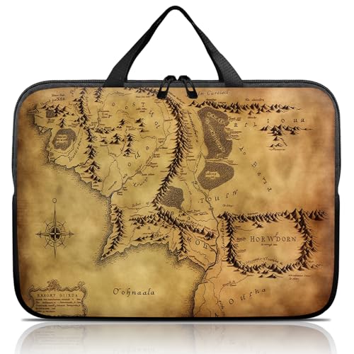 14 15 15.4 15.6 inch Laptop Handle Bag Computer Bag, Pouch Holder Notebook Sleeve Cover Soft Case Compatible for Dell,Lenovo,Toshiba HP, Asus Notebook-Retro Map - color: Retro Map