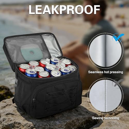 Tactical Double Deck Cooler Backpack for Men, Insulated Cooler Bag with 2 Compartment, 36 Cans Soft Military Insulated Lunch Backpack Waterproof Leakproof for Beach, Camping, Picnic, Hiking - color: Black
