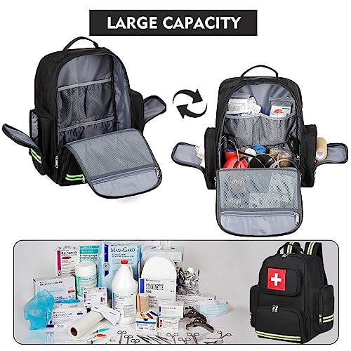 Gatycallaty First Aid Backpack Medical Emt First Responder Bag Empty Ems Emergency Home Health Hiking Trauma Travel Camping (Black, Large) - color: Black, size: Large