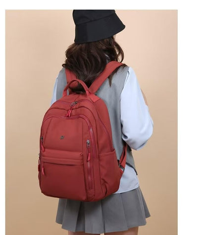 Casual Backpack, Multi-Pocket Design with Front Zipper Compartment (wine) - color: Wine