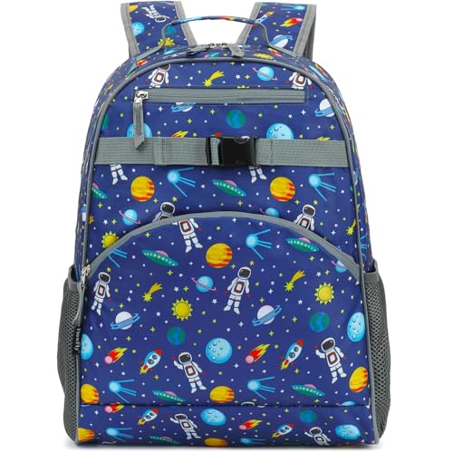 FlowFly Kids Backpack for Toddler Boys Girls, Simple Lightweight Bookbag for Daycare Kindergarten Elementary School Travel, Small Modern Bag (Large, Astronaut) - color: Astronaut, style: Kids Large: 17l