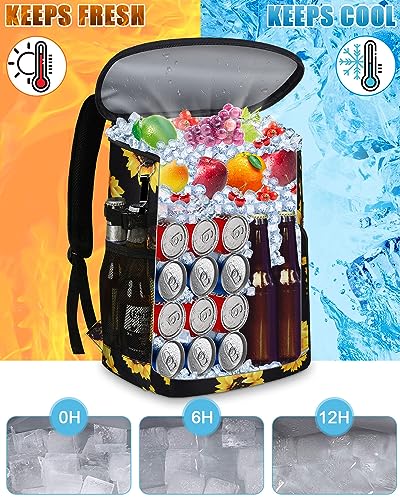 Cooler Backpack Insulated Leakproof Waterproof Backpack Cooler Bag 30/45 Cans, Large Capacity Lightweight Travel Camping Beach Backpack Cooler Ice Chest for Men and Women - color: sunflower, size: 30 Cans