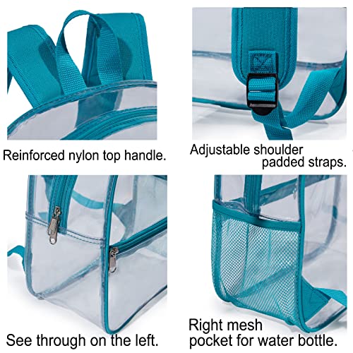 Mini Clear Backpack 12"x6"x12" Stadium Approved See Through Bag Waterproof PVC Small Transparent Backpacks for Festival Sport Event Concerts, Green | Small Clear Backpack for Girls, Mochila Transparente Para Mujer, Stadium Approved Transparent Bag for Fes
