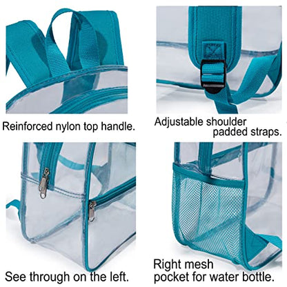 Mini Clear Backpack 12"x6"x12" Stadium Approved See Through Bag Waterproof PVC Small Transparent Backpacks for Festival Sport Event Concerts, Green | Small Clear Backpack for Girls, Mochila Transparente Para Mujer, Stadium Approved Transparent Bag for Fes