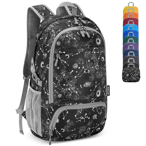 ZOMAKE Lightweight Packable Backpack 30L, Foldable Hiking Backpacks Water Resistant Compact Folding Daypack for Travel(Starry sky print) - color: Starry Sky Print