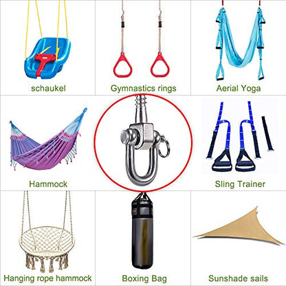 SELEWARE 2 Pack Swing Hangers Swing Set Hooks Stainless Steel Hammock Hooks for Porch Swing, Hammock Chair, Heavy Bag, Yoga Silk, Suspension Straps, Gymnastics Rings - color: Stainless 2 Pack Swing Hooks