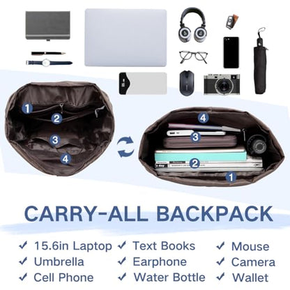 VASCHY Backpack for Men, Water Resistant High School Backpack Travel Carry-on Anti-theft Casual Daypack for Work Business Hiking Navy - color: Navy