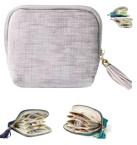 Travel Jewelry Case, Small High-End Large-Capacity Tassel Storage Bag Gifts for Women, Pouch Bags with Zipper, Velvet Jewelry Organizer Storage Bag for Bracelet Rings Earring (Gray) - color: Gray