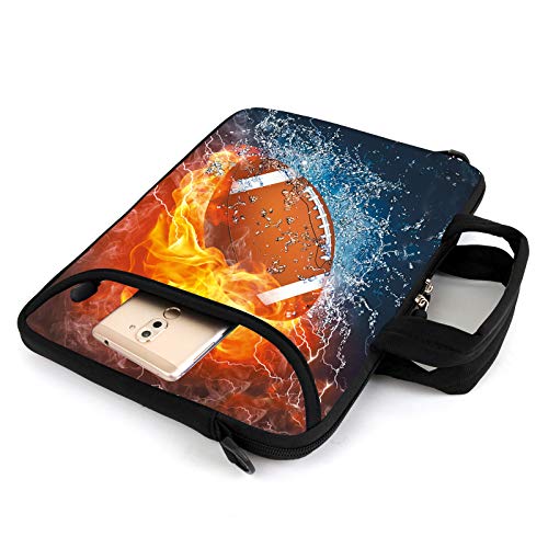 AMARY 14" 15" 15.4" 15.6" laptop sleeve chromebook case adjustable shoulder strap with handle accessory pocket for men women (Football) - color: Football