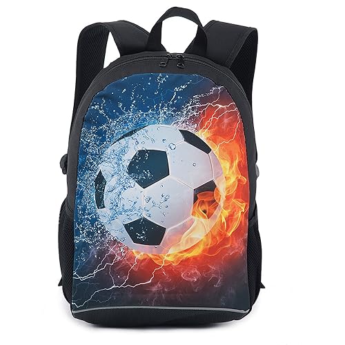 CAIWEI American Football Backpack School Bag (Burning football) - color: Burning Football, size: 17.2*11.7*5.5 Inch