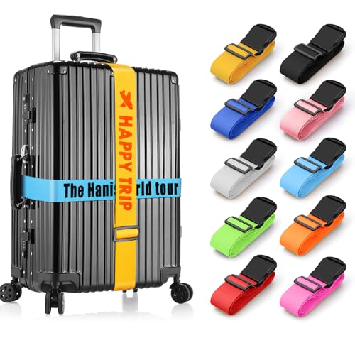 Personalised Luggage Straps for Suitcases, 2 Pieces - Custom Luggage Strap with Embroidery Text, Thickened Luggage Belt with Quick Release Buckle, Travel Suitcase Straps, Adjustable Travel Bag Strap - color: 2 Pieces