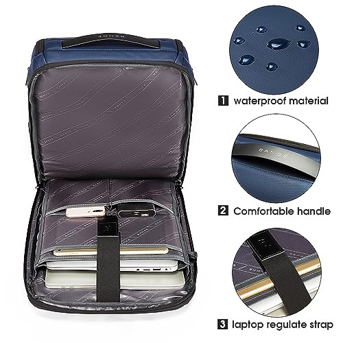 BANGE Business Smart Backpack Waterproof fit 15.6 Inch Laptop Backpack with USB Charging Port,Travel Durable Backpack - color: Blue