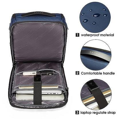 BANGE Business Smart Backpack Waterproof fit 15.6 Inch Laptop Backpack with USB Charging Port,Travel Durable Backpack - color: Blue