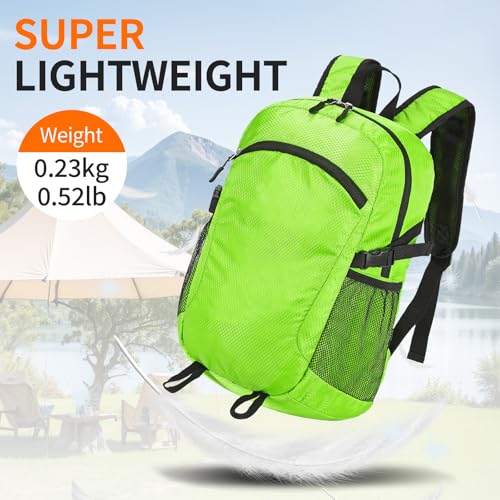 Small Hiking Daypack,15L Water-Resistant Hiking Backpack Packable Lightweight Travel Day Pack for Women Men (LinghtGreen, Small) - color: Linghtgreen, size: 15L