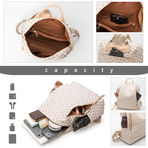 Womens Backpack Purse Leather Anti-theft Large Fashion Designer Travel Backpack Bag Men's Backpack Shoulder Bags - color: A-white