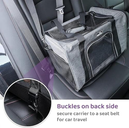 Wakytu Airline Approved Pet Carrier, Collapsible Cat Carrier, Expandable Dog Carrier, 900D High Density Oxford Cloth, Wear-Resisting, Anti Tearing, Safety Lock Zipper, Reflective Tape - color: 2.0 Black, size: 17.7"L x 11.0"W x 8.3"H