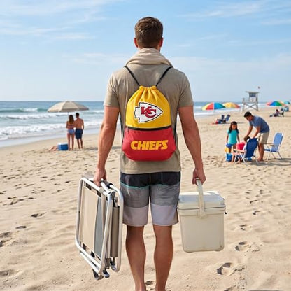 FOCO Kansas City Chiefs Big Logo Drawstring Backpack with Zippered Pocket – Limited Edition Chiefs Bag – NFL Gear for the AFC West – Show Your Team Spirit with Officially Licensed Chiefs Fan Gear - color: Kansas City Chiefs