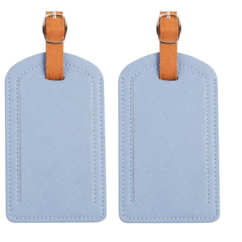 Premium Colored Luggage Tags for Luggage, Travel Bags and Suitcases by Adventure Goods - Light Blue (Pack of 2) - color: Light Blue