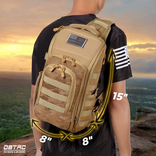 DBTAC Tactical Personal Defense EDC Bags & Packs | 10L Military Shoulder Backpack with Sling for Concealed Carry, Range, Travel, Hiking, Outdoor Sports (Brown Apatite) - color: Brown Apatite