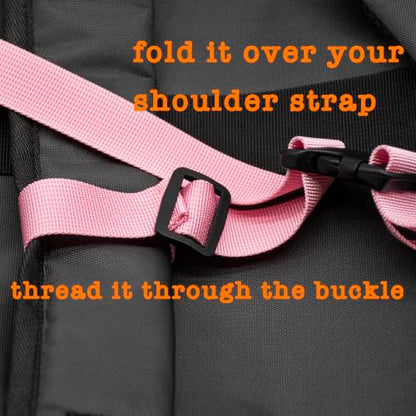 Backpack Chest Strap, Universal Add on Adjustable Sternum Strap, Chest Belt Replacement, with Heavy Duty Quick Release Buckle Clip, for Travel, Hiking, Camping, School - color: Pink
