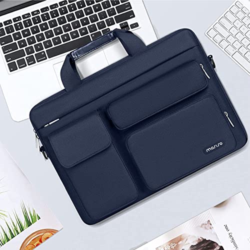 MOSISO Laptop Shoulder Bag 14 inch, 14 inch Computer Bag Compatible with HP Lenovo Dell ASUS Acer, HP Stream, Dell Latitude with 2 Raised&1 Flapover&1 Horizontal Pocket&Handle&Belt, Navy Blue - color: Navy Blue, size: 14 inch