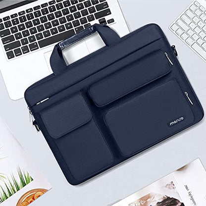 MOSISO Laptop Shoulder Bag 14 inch, 14 inch Computer Bag Compatible with HP Lenovo Dell ASUS Acer, HP Stream, Dell Latitude with 2 Raised&1 Flapover&1 Horizontal Pocket&Handle&Belt, Navy Blue - color: Navy Blue, size: 14 inch