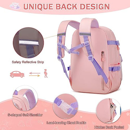 FIXITOK Girls Backpack Set, 3PCS Kids Backpack for Girls, Kawaii Bunny School Backpacks for Girl Kindergarten Elementary Preschool Middle School Bags with Lunch Box Pencil Case Pink - color: Pink
