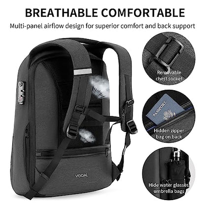 VGOAL Laptop Backpack 15.6 inch with TSA Lock and USB Charging Flight Approved Carry on Business Backpack Anti Theft Traveling Bag for Men and Women - color: Fg6303-15