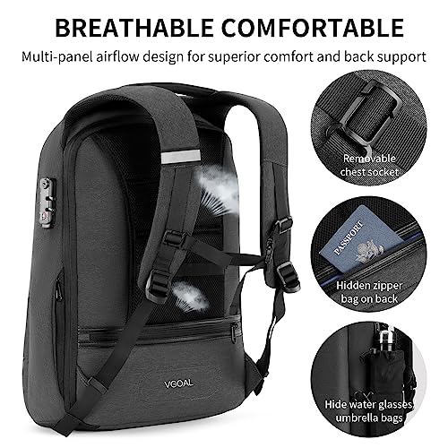 VGOAL Travel Laptop Backpack, Laptop Bookbag College Backpack Durable Water Proof with USB Charging Port for Men Women (FG6303-17) - color: Fg6303-17