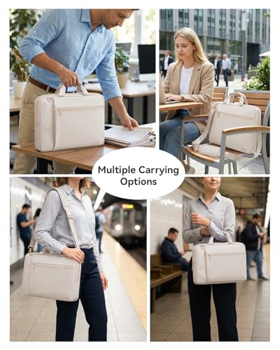 Laptop Case Bag Women Men Computer Sleeve Compatible with MacBook/Dell/HP/Acer/ASUS/LG, Waterproof Shoulder Carrying Briefcase, Beige, 15.6-16 Inch - color: Beige, size: 15.6 inch