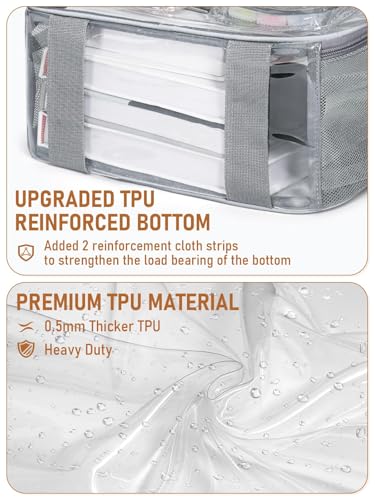 Clear Backpack Heavy Duty for Women Men Boys Girls, Large Clear Bookbag See Through Backpack for School College - color: 13-6#grey+pouch-no Reflective Strips