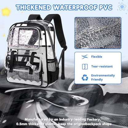 Clear Backpack for Girls,Transparent Backpack See Through Backpacks Stadium Event,Heavy Duty Clear Bookbag for School Black - color: Shiny Black