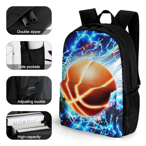 Cool Basketball Backpack, Durable Polyester Daypack with Laptop Compartment, Reinforced Bottom, Adjustable Shoulder Straps And Multi Pockets for Travel And Daily Use - color: Cool Basketball