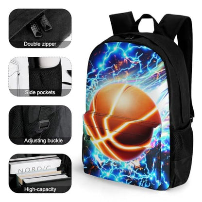 Cool Basketball Backpack, Durable Polyester Daypack with Laptop Compartment, Reinforced Bottom, Adjustable Shoulder Straps And Multi Pockets for Travel And Daily Use - color: Cool Basketball