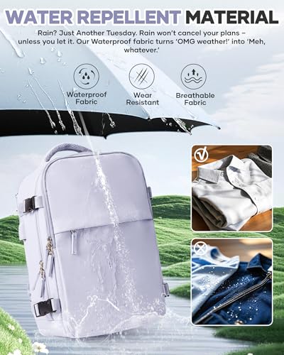 WONHOX Vacuum Seal Travel Backpack with Air Pump,Compression Vacpack Waterproof Carry On Backpack for Travel Women Men with Vacuum System,Airlines Approved Daypack Laptop Space Saver Bags,Lilac - color: B6-lilac(with Air Pump)