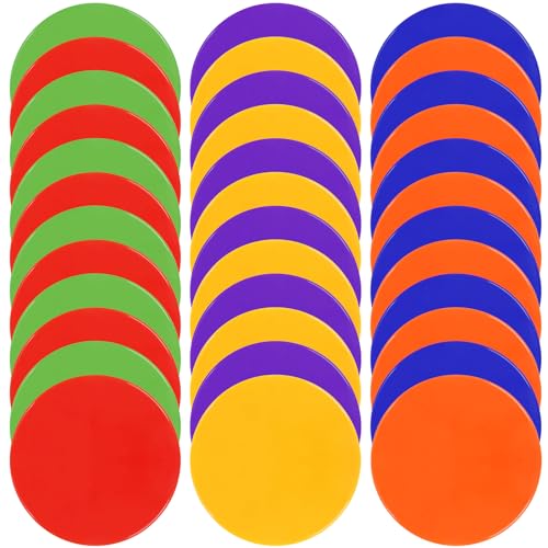 Poly Spots Spot Markers for Gym Floor 4.72inch 6inch 9inch 24/36 Pcs Non-Slip Rubber Floor Dots Round Agility Markers Flat Cones for Sports Soccer Basketball PE Training, Dance, Classroom - style: 36Pcs 9 inch