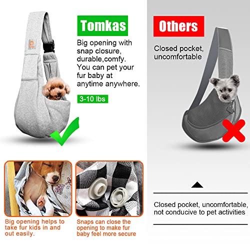 Tomkas Small Dog Cat Sling Carrier Puppy Purse Travel Wrap Soft Crossbody Pet Bag (Grey, M - Zip Pocket & Adjust Strap) - color: Grey