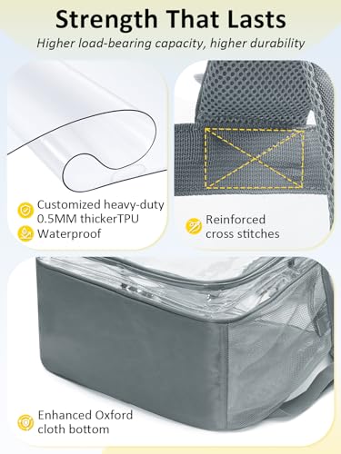 Clear Backpack Heavy Duty With A TSA Lock, 18 Inch Large Clear Back pack, Transparent See Through Bookbag for College, Work, Travel, Sport- Light Grey - color: Grey