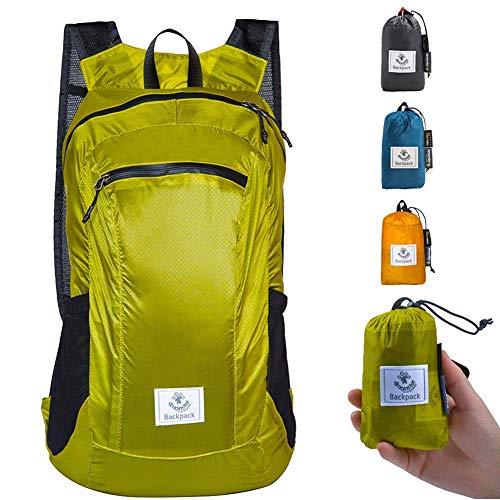 4Monster Hiking Daypack,Water Resistant Lightweight Packable Backpack for Travel Camping Outdoor - color: Yellow Green, size: 16L