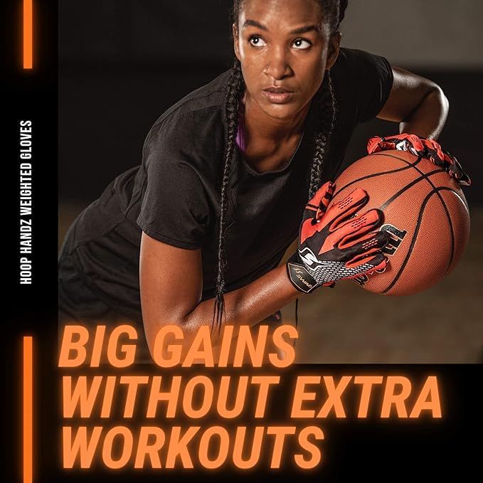 HOOPSKING Hoop Handz Basketball Weighted Training Gloves (Anti-Grip), Over 3 lbs. Per Pair, More Powerful Dribbling - size: Adult Large