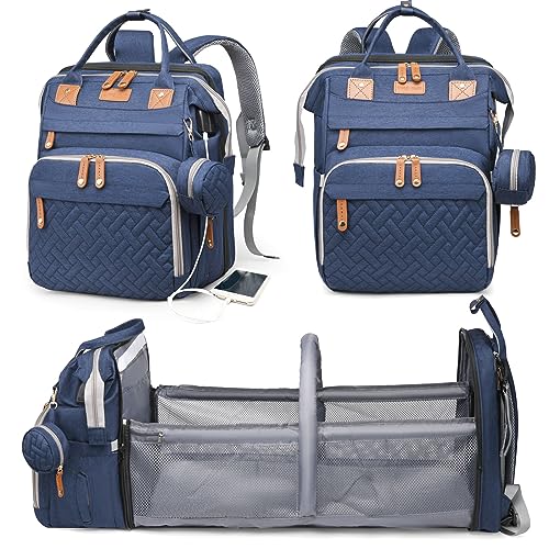 Astro alan Baby Diaper Bags with Changing Station, Waterproof Diaper Bag Backpack for Moms Dads with USB Charging Port, Baby Shower Gifts, Large Capacity diaper backpack, Blue - color: Blue
