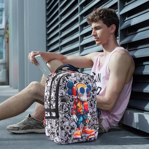 Graffiti Backpack for School, 20L Casual Daypack, Designer Laptop Backpack for 15.6 Inch Laptop - color: X Eyes