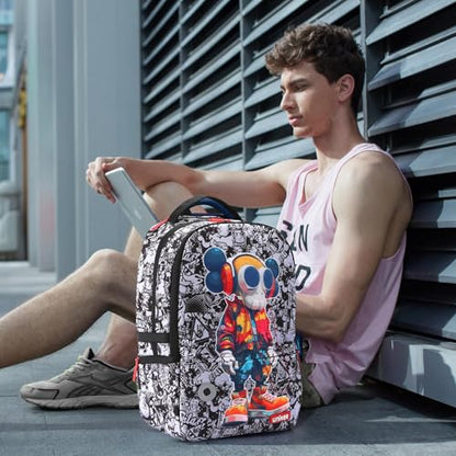 Graffiti Backpack for School, 20L Casual Daypack, Designer Laptop Backpack for 15.6 Inch Laptop - color: X Eyes