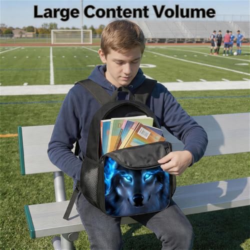 3-Pieces Backpack Set, Themed Backpack for Wolf – Multifunctional Large Capacity Daypack with Lunch Bag & Case for Daily Life - style: Wolf