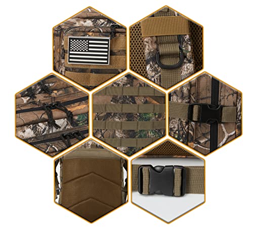 QT&QY 45L Military Tactical Backpacks Molle Army Assault Pack 3 Day Bug Out Bag Hiking Treeking Rucksack… - color: 2.5 Tree Camouflage