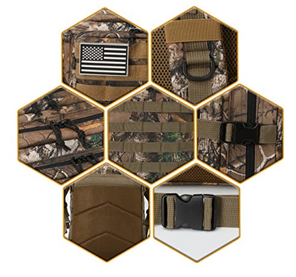 QT&QY 45L Military Tactical Backpacks Molle Army Assault Pack 3 Day Bug Out Bag Hiking Treeking Rucksack… - color: 2.5 Tree Camouflage