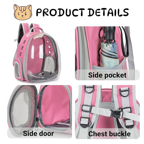 Cat Bubble Backpack Carrier for Small Medium Dogs Cats Carrying Bag, Airline Approved Pet Travel Carrying Bag Dog Hiking Walking Outdoor Backpack (Pink) - color: Pink