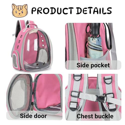 Cat Bubble Backpack Carrier for Small Medium Dogs Cats Carrying Bag, Airline Approved Pet Travel Carrying Bag Dog Hiking Walking Outdoor Backpack (Pink) - color: Pink